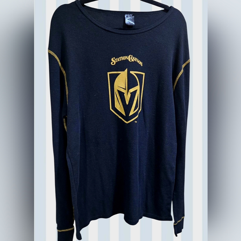 Black Vegas Golden Knights Thermal   Gold stitching Gold "Station Casino" logo.